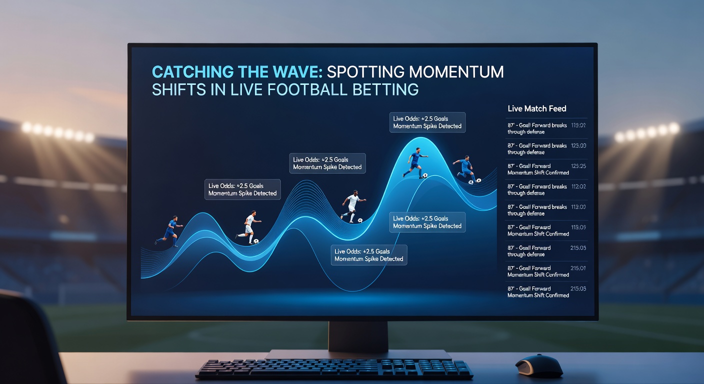 Detaillierte Grafik mit Live-Statistiken und Momentum-Indikatoren während eines Fußballspiels
